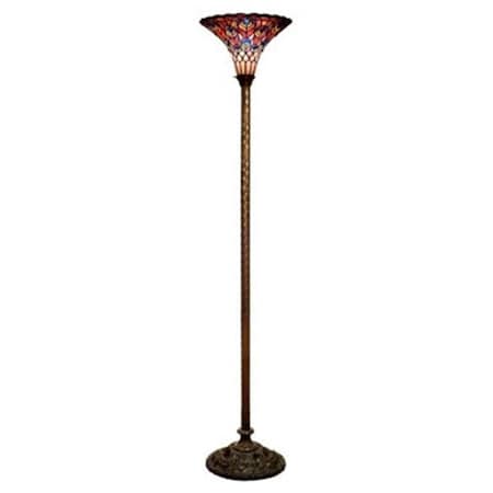 Warehouse Of Tiffany TS47-BB75B Peacock Torchiere TS47+BB75B